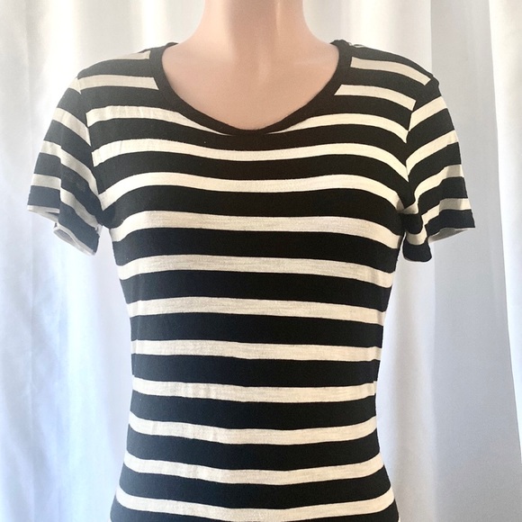 Lilly Aldridge for Velvet Black and White Striped Mini T-Shirt Dress - Picture 3 of 6